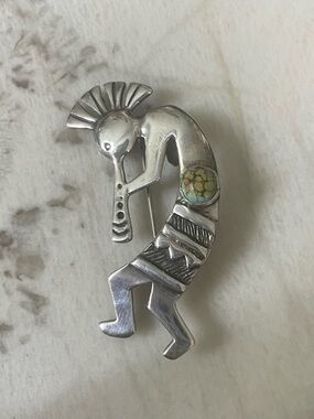 Vintage Glenn Sandoval Sterling Kokopelli Pendant & Pin Brooch with Turquoise